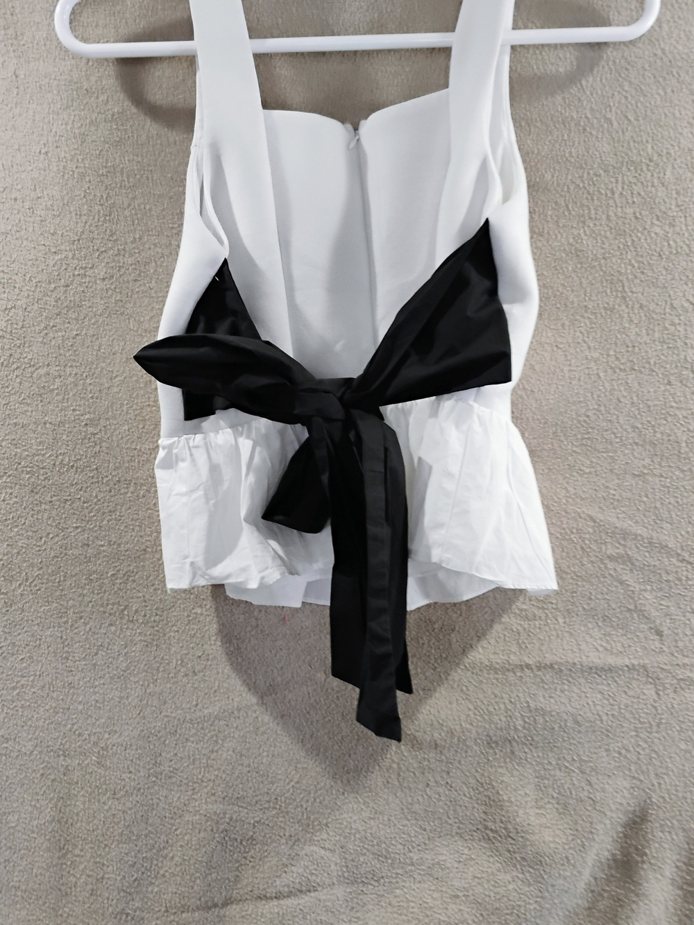 Endless Rose White Peplum Top with Black Bow